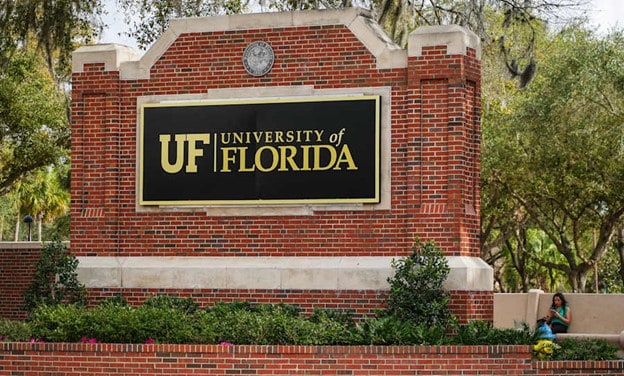 University of Florida entrance sign in Gainesville, Florida, representing the flagship university served by luxury black car and limousine service.