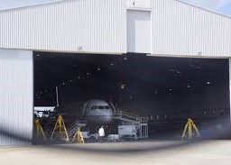 Commercial aircraft inside a hangar being serviced at the Haeco facility in Lake City Florida.