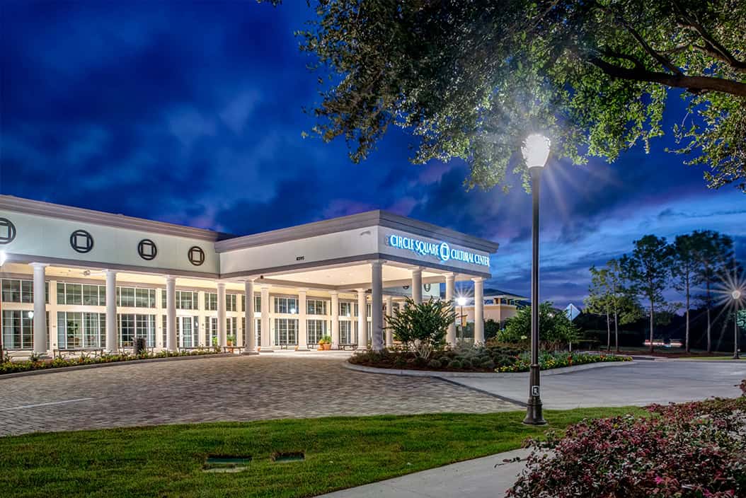 Exterior of Circle Square Cultural Center in Ocala, Florida, a premier venue for concerts, performances, and live entertainment.