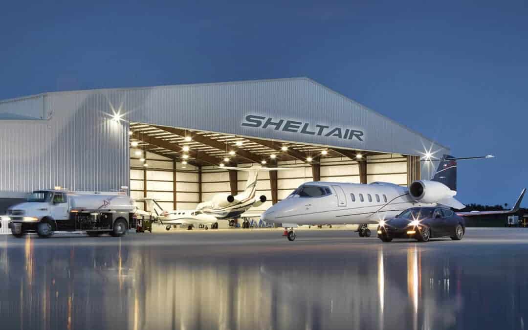 Private jet arriving on the tarmac at Sheltair Aviation in Jacksonville, Florida.