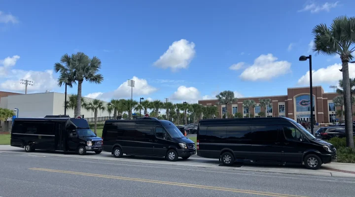 UF Football Transportation - Luxury Sprinters Outside Heavener Football Facility in Gainesville FL